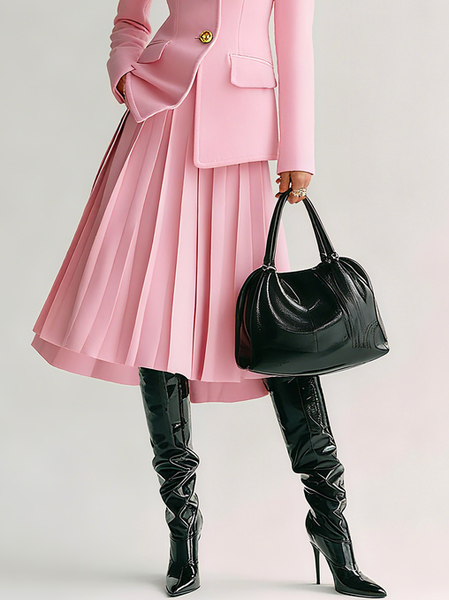 Urban Buttoned Plain Midi Skirt