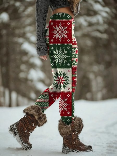 

Women Christmas Vintage Spring/Fall Ankle Pants Leggings, Red, Leggings