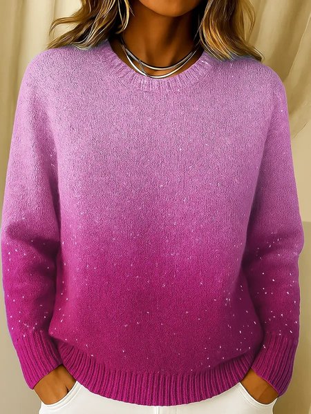 

Crew Neck Gradient Pattern Casual Raglan Sleeve Sweater, Pink, Sweaters & Cardigans