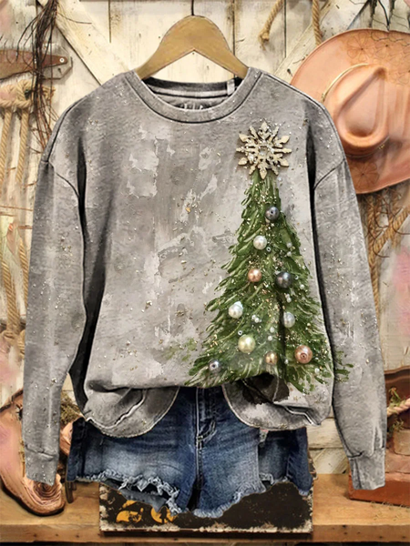 

Women Christmas Crew Neck Printing Casual Spring/Fall Long Sleeve Sweatshirt, Gray, Sweatshirts & Hoodies
