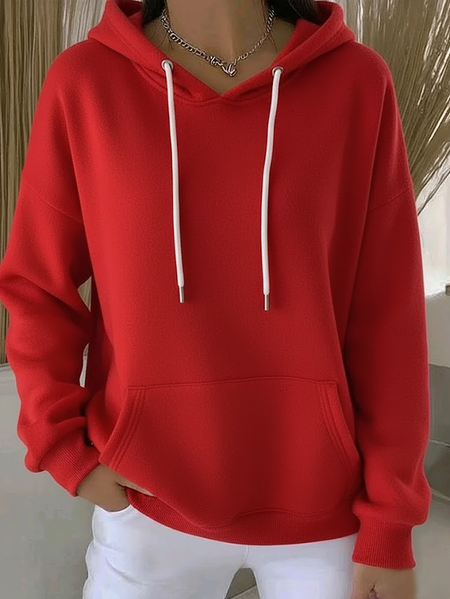 

Women Plain Spring/Fall Printing Long Sleeve Casual Daily Hoodie, Red, Sweatshirts & Hoodies