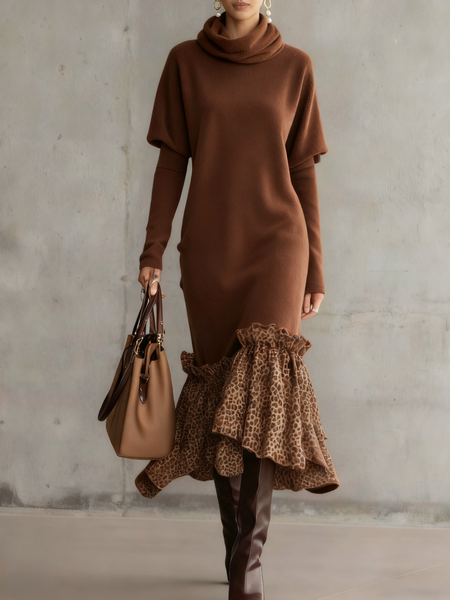 Urban Color Block Maxi Dress, Brown, Midi Dresses
