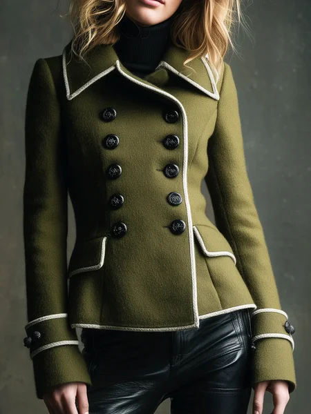 

Urban Color Block Lapel Collar Jacket, Army green, Jackets