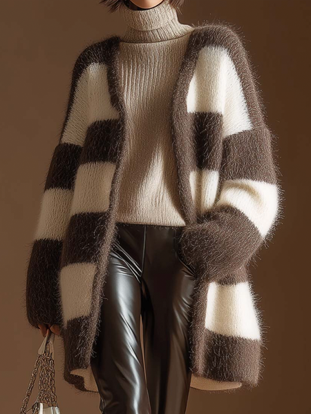 

Casual Striped V Neck Sweater Cardigan, Stripe, Cardigans