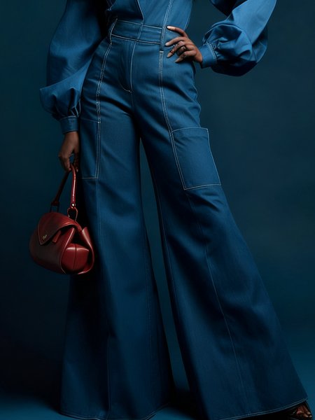 

Casual Pockets Denim Jeans, Denim blue, Dresses