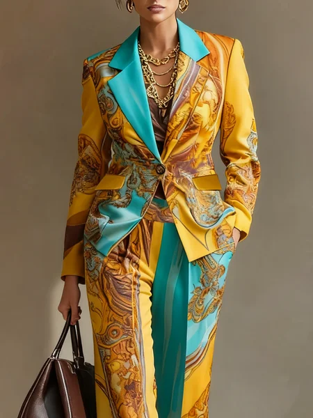 

Urban 3D Printing Lapel Collar Blazer, As picture, Blazers