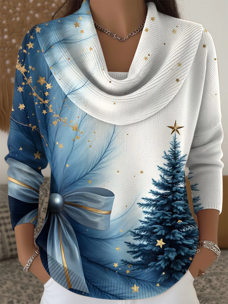 

Women Christmas Long Sleeve Comfy Casual Printing Sweater, Blue, Sweaters