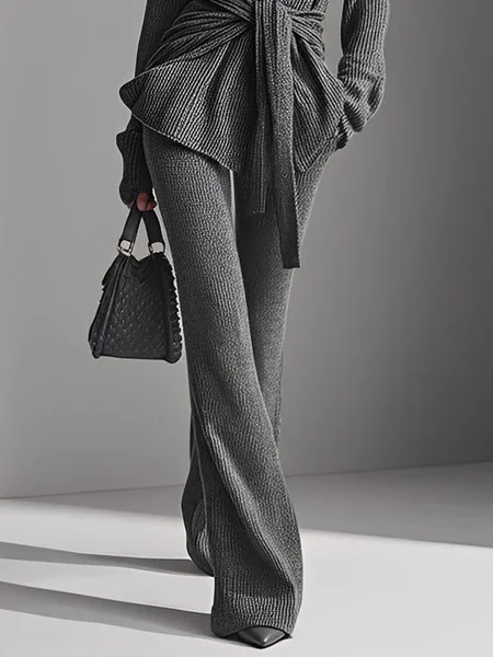 

Urban Plain Sweater Straight Pants, Gray, Pants