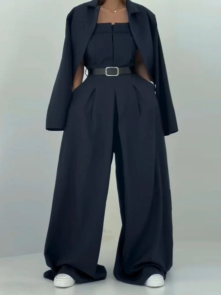 

Urban Zipper Striped Strapless Tube Jumpsuit No Belt, Deep blue, Jumpsuits