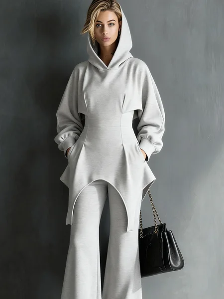 

Casual Plain Irregular Craftsmanship Hoodie, Gray, Hoodies and Sweatshirts