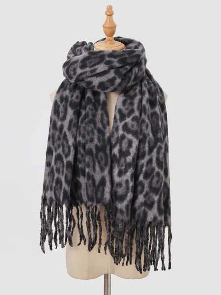 

Winter Leopard Print Faux Cashmere Versatile Thick Shawl/scarf/neck Warmer, Black, Women Scarves & Shawls