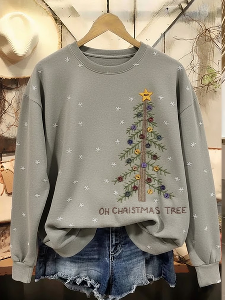 

Casual Crew Neck Christmas Sweatshirt Printing, Gray, Hoodies & Sweatshirts