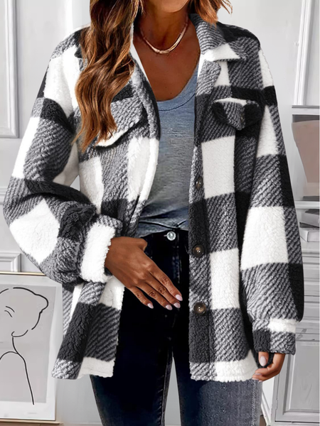 

Women Spring/Fall Outerwear Vintage Printing Color Block Long Sleeve Shawl Collar Jacket, Black, Jackets