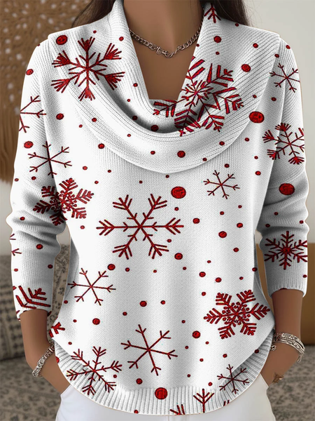 

Women Christmas Long Sleeve Comfy Casual Printing Sweater, White, Sweaters