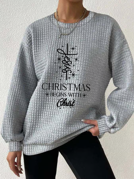 

Casual Crew Neck Christmas Sweatshirt, Light gray, Hoodies & Sweatshirts