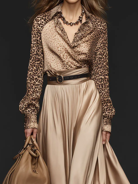 

Urban Leopard Shirt Collar Shirt, As picture, Blouses and Shirts