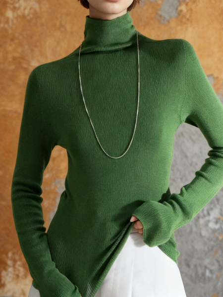 

Urban Plain Turtleneck Sweater, Green, Pullovers