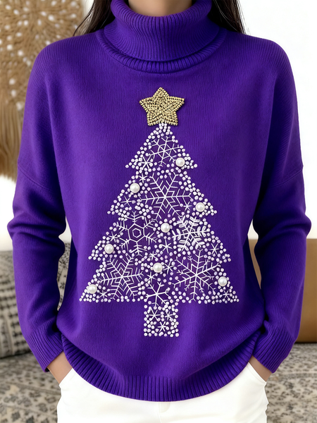 

Women Christmas Long Sleeve Comfy Vintage Sweater, Purple, Hoodies & Sweatshirts