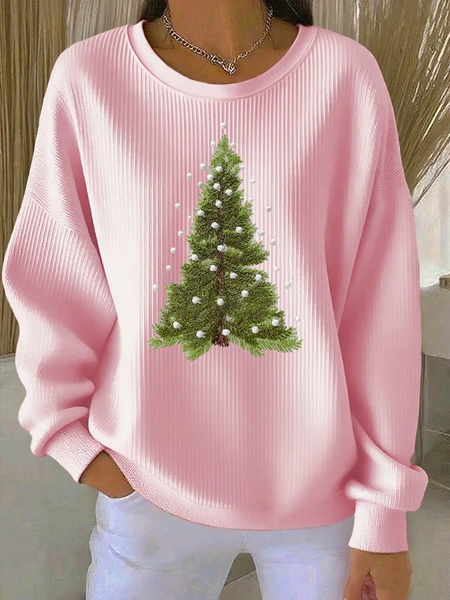 

Women Christmas Crew Neck Printing Casual Spring/Fall Long Sleeve Sweatshirt, Pink, Sweatshirts & Hoodies