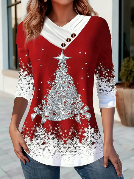

Casual Christmas Long Sleeve T-shirt, Silver, T-shirts