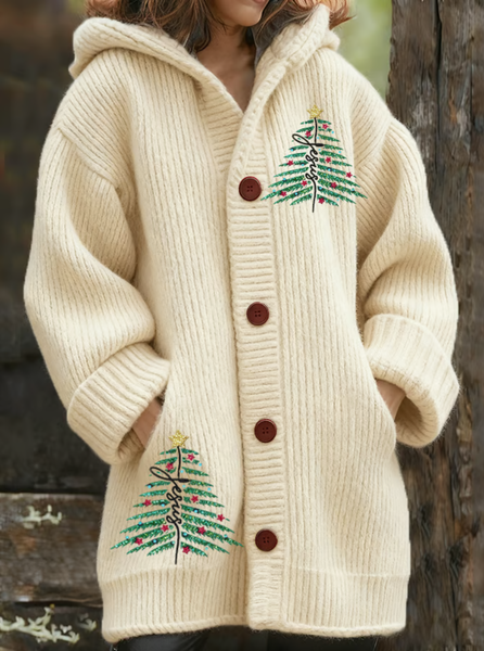 

Women Wool/Knitting Christmas Long Sleeve Comfy Vintage Cardigan, Apricot, Coats