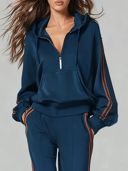 

Casual Color Block Webbing Loosen Raglan Sleeves Hoodie, As picture, Hoodies and Sweatshirts