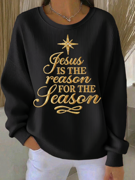 

Casual Crew Neck Christmas Sweatshirt, Black, Hoodies & Sweatshirts
