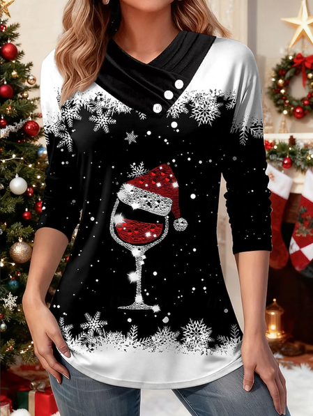 

Casual Gradient Pattern Long Sleeve T-shirt, Black, T-shirts