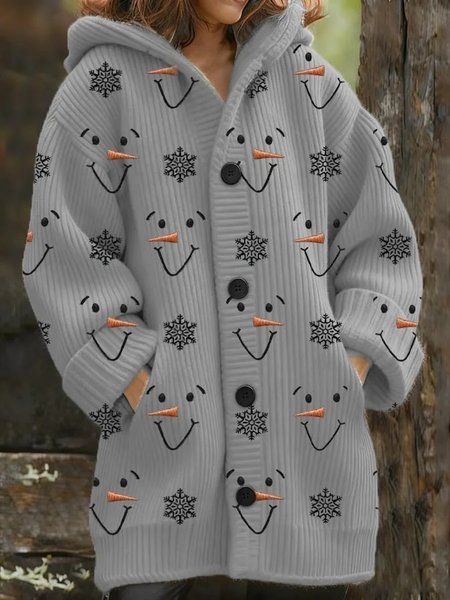 

Women Wool/Knitting Christmas Long Sleeve Comfy Vintage Cardigan, Gray, Coats