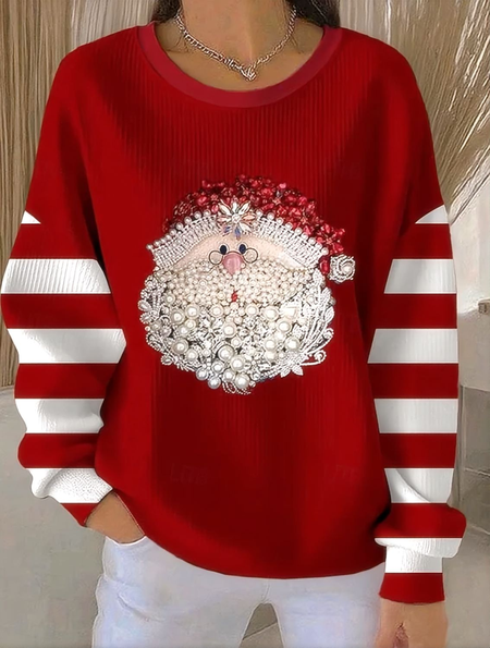 

Casual Crew Neck Santa Claus Sweatshirt, Wine red, Hoodies & Sweatshirts