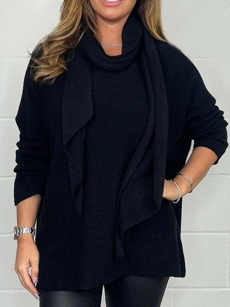 

Women Plain Mock Neck Vintage Long Sleeve T-shirt, Black, Long Sleeves