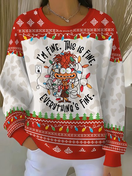 

Casual Crew Neck Text Letters Sweatshirt, Red, Hoodies & Sweatshirts