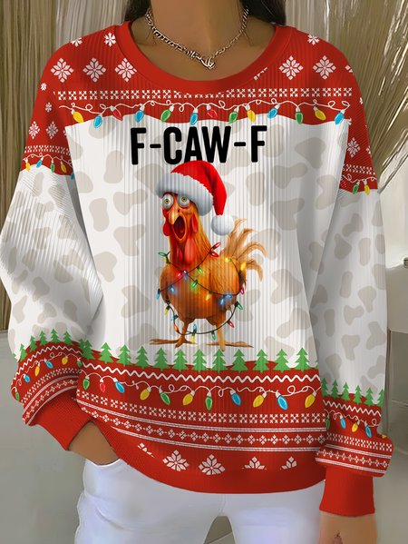 

Casual Crew Neck Text Letters Sweatshirt, Red, Hoodies & Sweatshirts