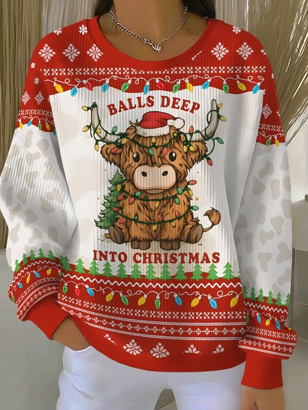 

Casual Crew Neck Text Letters Sweatshirt, Red, Hoodies & Sweatshirts