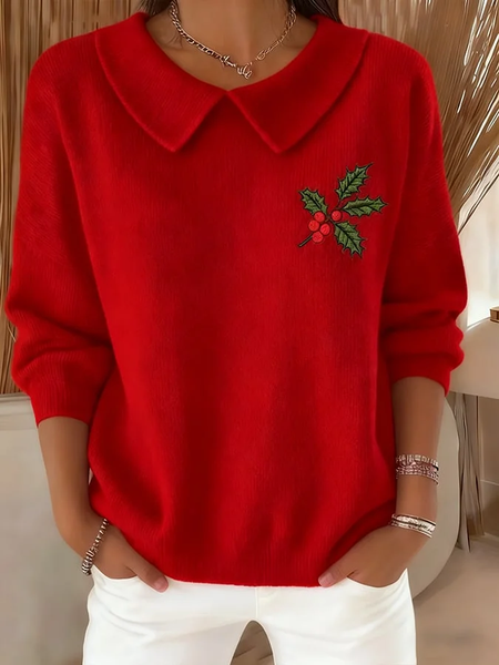 

Women Christmas Long Sleeve Comfy Casual Printing Sweater, Red, Sweaters