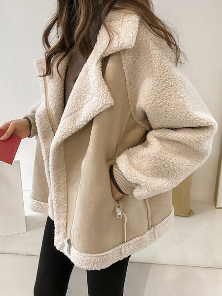 

Color Block Vintage Loose Jacket, Apricot, Outerwear