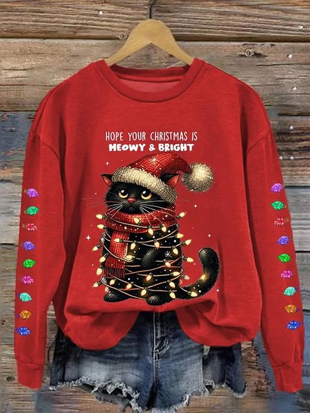 

Vintage Crew Neck Christmas Sweatshirt, Red, Hoodies & Sweatshirts