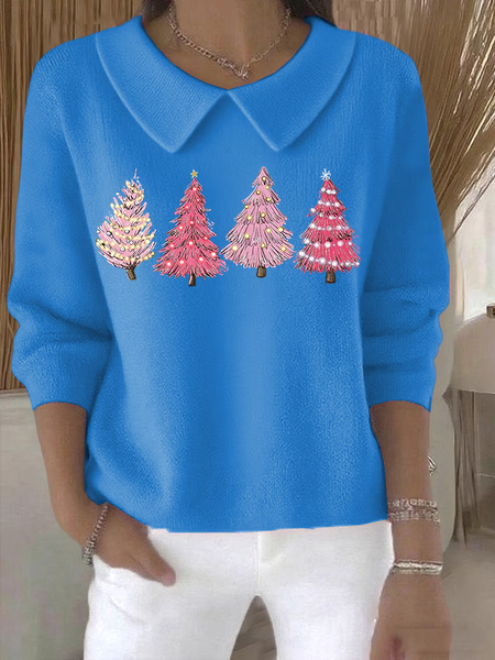 

Women Christmas Long Sleeve Comfy Casual Printing Sweater, Blue, Sweaters