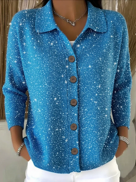 

Women Abstract Long Sleeve Comfy Vintage Printing Cardigan, Blue, Cardigans