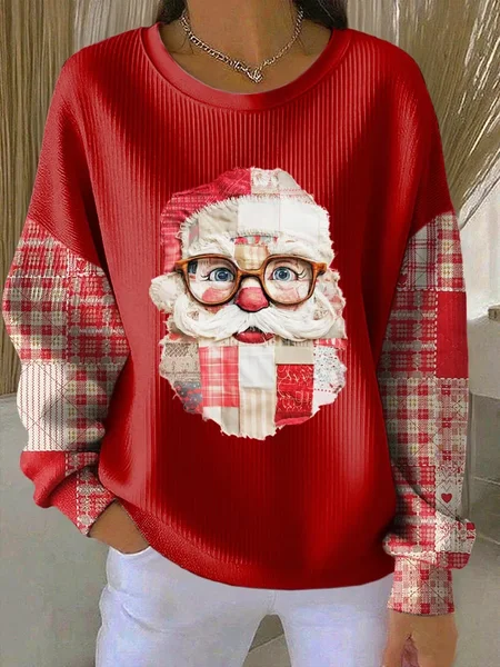 

Casual Crew Neck Santa Claus Sweatshirt Printing, Red, Hoodies & Sweatshirts