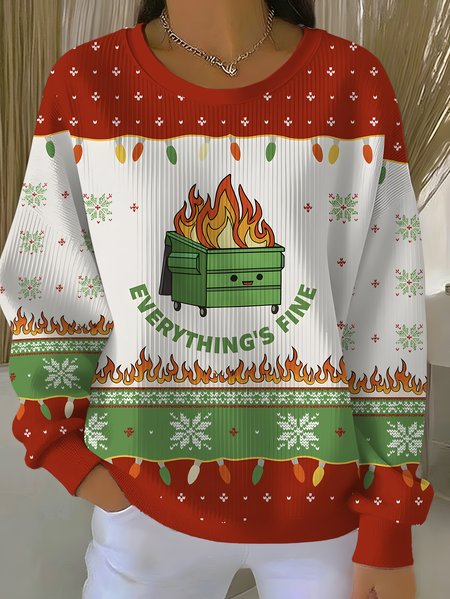 

Casual Crew Neck Text Letters Sweatshirt, Red, Hoodies & Sweatshirts