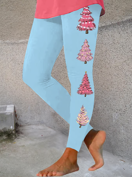 

Women Christmas Casual All Season Printing Long Leggings, Blue, Leggings