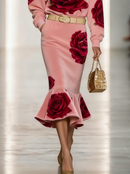 

Urban Floral Midi Skirt, Pink, Skirts