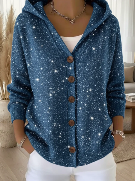 

Women Christmas Printing Long Sleeve Hoodie Vintage Spring/Fall Cardigan Outerwear, Blue, Cardigans