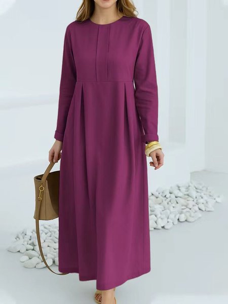 

Casual Plain Crew Neck Maxi Dress, Purple, Maxi Dresses