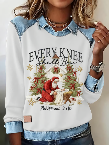 

Casual Shawl Collar Christmas Sweatshirt, White, Hoodies & Sweatshirts