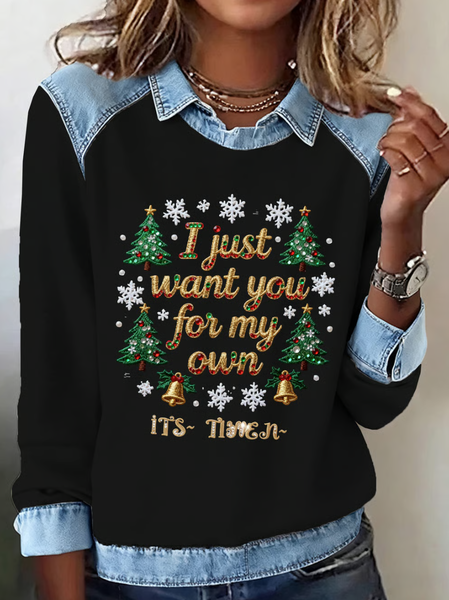

Casual Shawl Collar Christmas Sweatshirt, Black, Hoodies & Sweatshirts