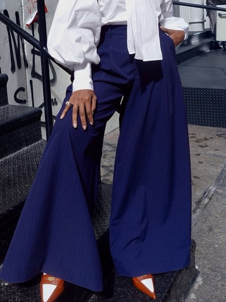 

Urban Striped Fashion Wide Leg Pants, Deep blue, Pants