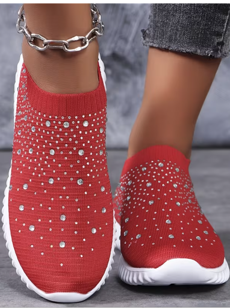 

Casual Plain Slip On Flat Heel Slip On, Red, Sneakers&Athletic