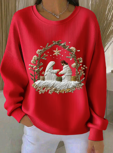 

Casual Crew Neck Christmas Sweatshirt, Red, Hoodies & Sweatshirts